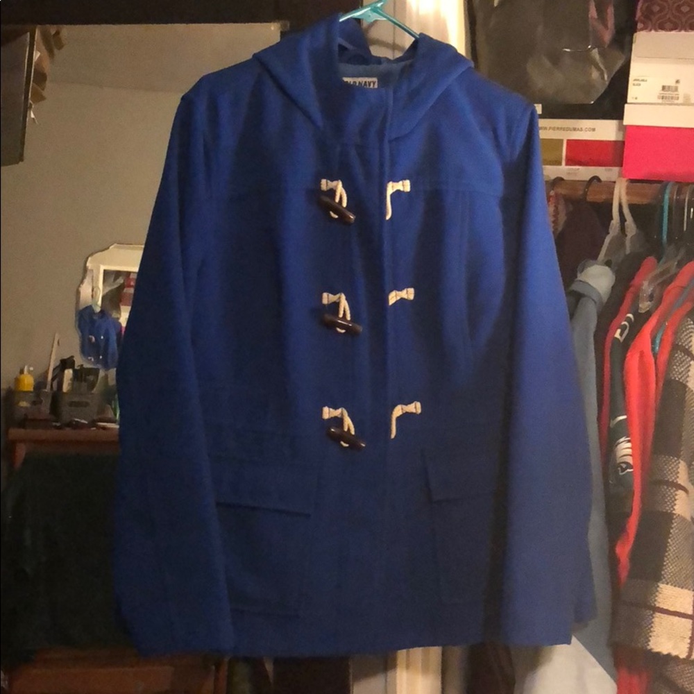 Blue toggle pea coat
